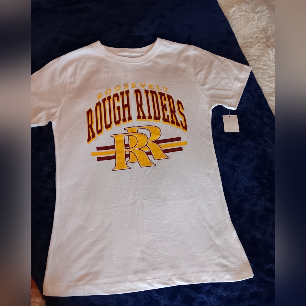 Roosevelt Rough Riders White Kids Graphic T‑Shirt,(has A Small Dirt)size Xs
